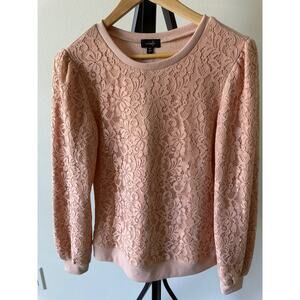 Peach Lace Sweater Puff Long Sleeves Size Small Ontwelfth